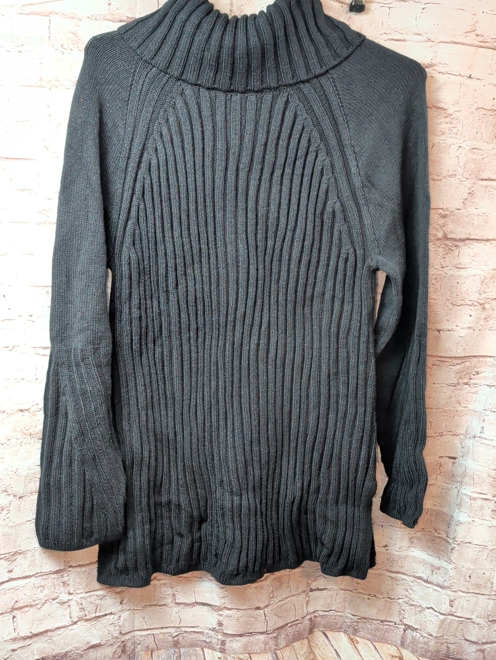 talbots Classic Ribbed Turtleneck Sweater Black Women's Large New Nwt